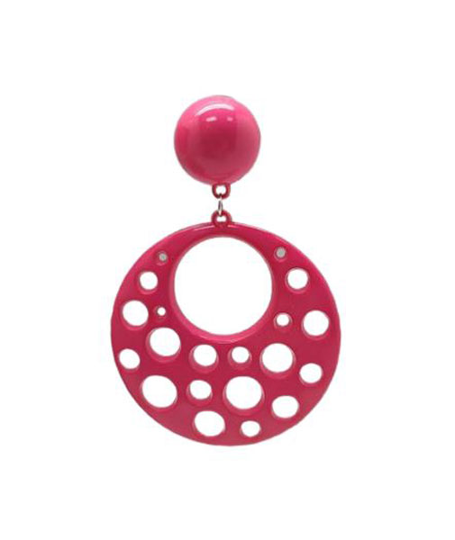 Flamenco Earrings in Plastic with Holes. Fuchsia